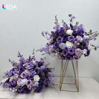 LEDA Arrangement floral artificiel très vendu, série violette, boule de fleurs en soie, centres de table pour la décoration de mariages et d'événements