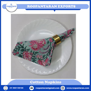 Serviettes de table brodées imprimées en blocs de coton pur 100% faites à la main Nouveau design Accessoire de serviette en tissu de salle à manger Prix - Product Image 4
