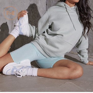 Venta al por mayor Unisex de gran tamaño cuello con capucha conjunto de invierno 100% algodón Fleec Terry de talla grande sudaderas con capucha de las mujeres con logotipo frontal - Product Image 4
