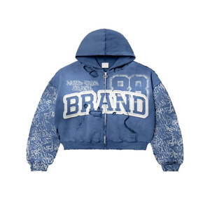Bon tissu personnalisé surdimensionné lavé à l'acide en détresse Hoodies hommes déchiré surdimensionné vintage sweats à capuche en gros poids lourd - Product Image 4