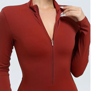 จั๊มสูทยาวมีซิปสำหรับผู้หญิงชุดออกกำลังกายแขนยาวแบบลำลอง - Product Image 2