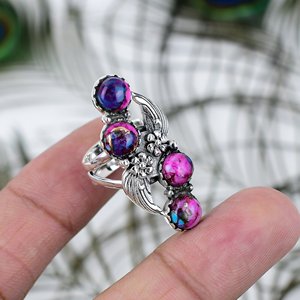 Anello di Alta Qualità in <span class=keywords><strong>Argento</strong></span> Sterling <span class=keywords><strong>925</strong></span> con Turchese Ostrica, Certificato, per Matrimonio, con Gemma Naturale, Fascia Eternity, Personalizzabile, per Feste Eleganti - Product Image 1