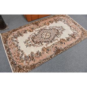 Tapis d'appoint vintage 3,6 x 6,4 pieds, tapis turc marron à imprimé animalier - Product Image 1