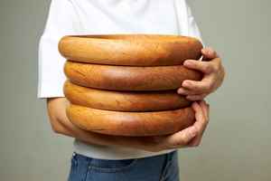 Plato de servicio Vintage de lujo, Plato decorativo y para servir de madera pulido ecológico, plato de servicio de madera moderno para fiestas - Product Image 5