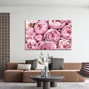 Décoration murale botanique moderne : Impression sur toile de fleurs roses, encadrée style galerie - Product Image 1