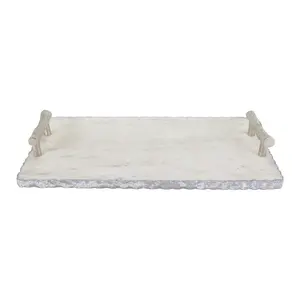 Plateau de service en marbre blanc haut de gamme, nouveaux plateaux de maison et de Table, plateau de service en marbre blanc de haute qualité, vente en gros, offre spéciale - Product Image 3