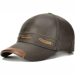 Gorra de Béisbol de Cuero PU Genuino para Hombre, Gorro de Cuero Vacuno Negro, Ajustable, para Otoño e Invierno, Gorras de Cuero Real con Visera - Product Image 6