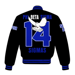 Phi Beta Sigma Fraternité 1914 Bleu Blanc Varsity Letterman Veste Vie Grecque Chenille Patch College Style Veste - Product Image 3