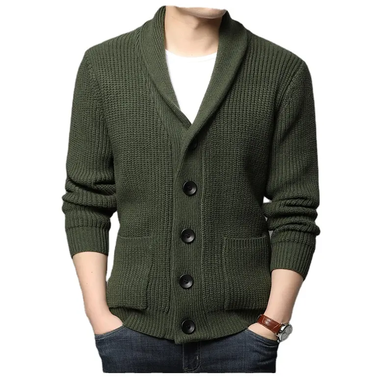 High Quality chunky knit cardigan jacquard knit mohair sweater men Fall 2022 Simple Style Hem Drop Shoulder Oversized Sweater