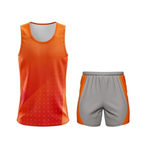 Conjunto de Uniforme Deportivo Personalizado con Nombre de Equipo, Camiseta sin Mangas y Pantalones Cortos con Cintura Elástica, Impresión por Sublimación, Uniformes para Correr - Product Image 1