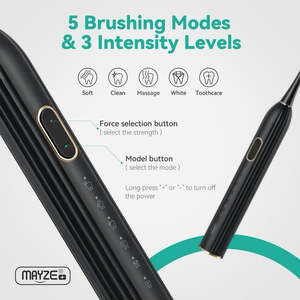 Spazzolino elettrico ricaricabile intelligente per adulti 6 testine 5 modalità e 3 livelli di intensità setole morbide per i viaggi - Product Image 1