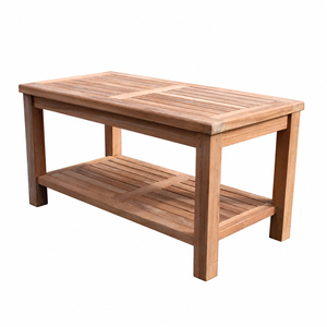 Table basse en teck massif à 2 niveaux Niwara, moderne, de qualité supérieure, avec étagère de rangement, non pliable, pour patio, jardin, mobilier de resort - Product Image 3