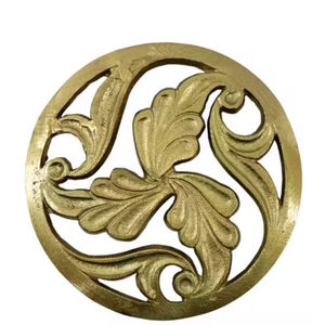 Modern Designer Golden Metal Trivet Ornate Leaf Scrollwork <b>Kitchen</b> Table Protector <b>Decorative</b> Home Dining <b>Accessory</b> - Product Image 1