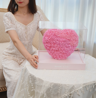 Noël Saint Valentin Cadeau Rose Roses Artificielles En Forme De Coeur PE Mousse Fleurs Roses Coeur avec Boîte Cadeau