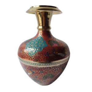 Vase à fleurs en laiton gravé multicolore avec peinture blanche et finition dorée pour décoration de table Vase à fleurs décoratif de haute qualité - Product Image 6