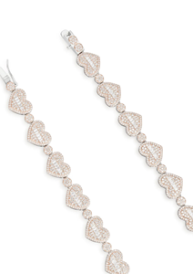 Fully Iced Out VVS Moissanite <b>Necklace</b> <b>Heart</b> Shaped Baguette and Round Rhodium & Gold Plated for Gift Party or Wedding - Product Image 3