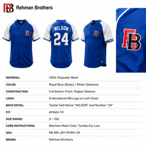 Men's Custom Polyester <b>Mesh</b> Baseball Jersey Royal <b>Blue</b> Athletic Fit Team Uniform Wholesale OEM - Product Image 6