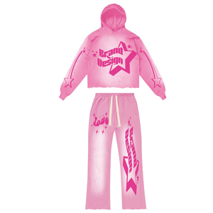 Chándal con estampado DTG personalizado para hombre con estilo, sudadera con capucha, pantalones acampanados, conjunto informal de 2 piezas, ropa de calle - Product Image 3