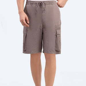 Pantalones cortos de verano informales lisos de poliéster/algodón para hombre, cintura elástica, cordón, deportes, correr con bolsillos, novedad - Product Image 1