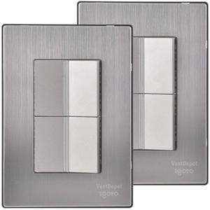 Placca Interruttore Doppia, MXIXU-002, 2 Pezzi, Interruttorex2, 125-250VAC, 10A, 50/60Hz, Argento, Acciaio Inossidabile/PC. - Product Image 1