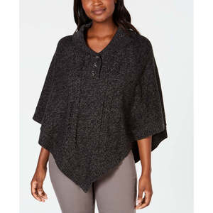Poncho Nero con Collo a Scialle per Donna di Karen Scott, Taglia Piccola per la Stagione Autunnale - Product Image 1