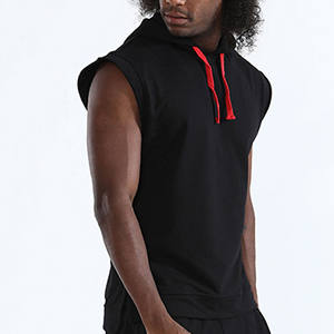 Haute qualité Fitness 100% coton Gym Wear sweats à capuche sans manches hommes gilet à capuche hommes débardeur - Product Image 5