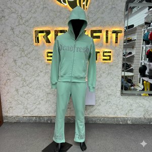 ชุดวอร์มมีฮู้ดสีม่วง Deadfresh แบบซิปเต็มตัว เสื้อและกางเกงขายาว สไตล์สตรีทแวร์ สำหรับผู้ใหญ่ ใส่ได้ในฤดูใบไม้ร่วง - Product Image 5