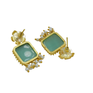 new trend latest goldplated brass stone <b>Stud</b> <b>Earring</b> Stone 18K Gold Plated <b>Earrings</b> women <b>fashion</b> jewelry <b>earrings</b> women - Product Image 4