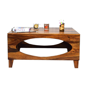 Mesa de centro de madera maciza de primera elección con diseño recortado elegante, perfecta para salas de estar modernas - Product Image 4