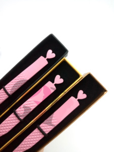 Meilleur revêtement en poudre rose clair côté arrière coeur différents Styles Extension de cils pince à épiler pointe dorée outils de beauté en acier inoxydable - Product Image 3