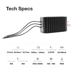 Contrôleur de moteur ESC double accélérateur 400V 50A sans balais avec capteur pour moteur à forte poussée, contrôle de moteur de drone lourd - Product Image 5