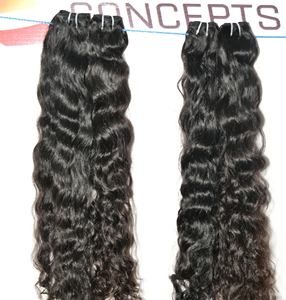 100% extensiones de cabello humano de templo de Color negro ondulado Natural alineado con cutícula virgen India sin procesar - Product Image 6