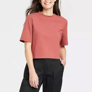 T-shirt court à manches régulières pour femme, style hip-hop, respirant, séchage rapide, léger, infroissable, en polyester/coton compressé - Product Image 6
