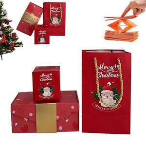 Boîte cadeau de Noël faites-le vous-même cadeau surprise pliant sac cadeau de remerciement enveloppe rouge boîte rebondissante - Product Image 4