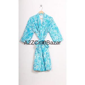 Bata de Invierno para Mujer, Hecha a Mano, Tejida, de Lujo, con Cuello en V, Cordón Ajustable, Manga Larga, Suave, Transpirable, de Secado Rápido, 100% Algodón - Product Image 5