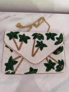 Prix de gros, pochette de soirée personnalisée avec perles pour mariage, OEM, pochette de soirée brodée avec perles indienne, nouvelle conception - Product Image 3