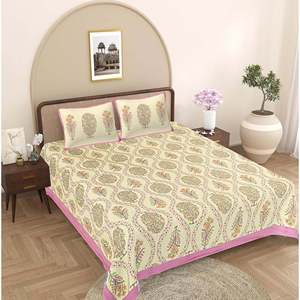 Pink&Green 100% Cotton Classic <b>Floral</b> 3-Piece King <b>Sheet</b> Set with 2 Pillow Covers (ADB1486) - Product Image 1