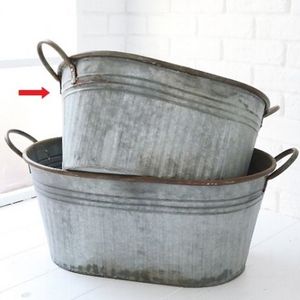 Bañera de maceta galvanizada rústica de primera calidad para jardín de granja, patio, resistente, contenedor de metal elegante para flores y plantas al aire libre - Product Image 5