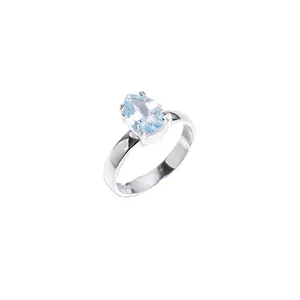 Classic design aquamarine ring 925 sterling silver custom jewelry for women bulk wholesale fine silver rings suppliers
