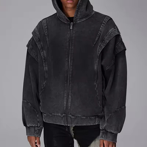 Vente en gros de sweat à capuche de haute qualité sweat à capuche oversize avec logo personnalisé Oem sweat à capuche zippé vintage délavé à l'acide - Product Image 5