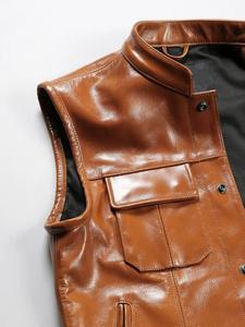 Gilet de mode pour homme très vendu, cuir véritable personnalisé de qualité supérieure, coupe en gros, multi-poches, gilet en cuir de vache pour homme - Product Image 2