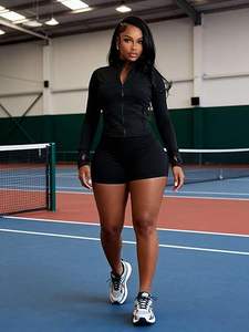 Ensemble de yoga noir pour femmes soutien-gorge de sport élégant avec demi-short assorti sans couture gym fitness vêtements de sport tenue d'entraînement - Product Image 5