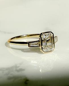 Bezel <b>Set</b> 2.01 Ct Emerald Cut Moissanite Engagement <b>Ring</b> for Women Three Stone Emerald Cut <b>Ring</b> in 925 <b>Sterling</b> <b>Silver</b> - Product Image 2