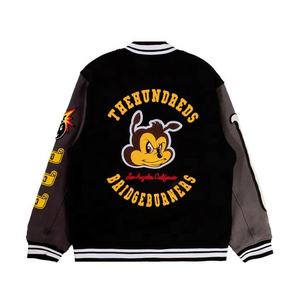 Veste de baseball en laine pour hommes OEM logo brodé personnalisé vintage style universitaire de l'industrie tendance bombardier en cuir pour hommes - Product Image 2