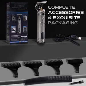 Cortadora de Pelo y Barba Inalámbrica Profesional para Hombre, Silenciosa, Recargable, Afeitadora de Salón con Fuente de Alimentación USB y Batería - Product Image 1