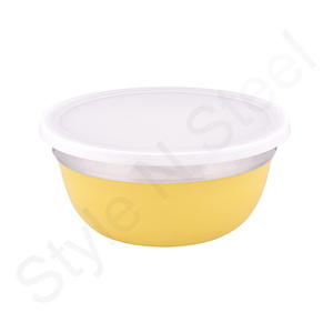 Step Lid Bowl Bol de service en acier inoxydable jaune de couleur jaune pour la maison et le restaurant au prix de gros - Product Image 1