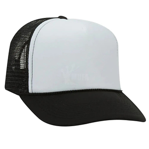 Sombreros de camionero de espuma en blanco con logotipo bordado personalizado, gorra de béisbol de camionero con espalda de malla deportiva lisa de 5 paneles al por mayor - Product Image 5