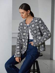 Chaqueta corta SUZANI de Otoño Invierno 2025 para mujer, elegante chaqueta India hecha a mano con diseño bordado, decoración de botones de algodón tejido - Product Image 5