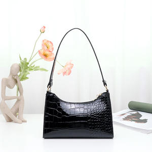 Fashion Trendy Alligator Leather Unisex Single <b>Strap</b> Underarm <b>Bags</b> Mini Satchel Zipper Closure Waterproof - Product Image 3