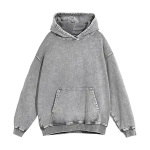 Custom Fleece 100 Cotton Fabric Pullover Digital Printing or Embroidery Logo Acid Washed Hoodies For Men